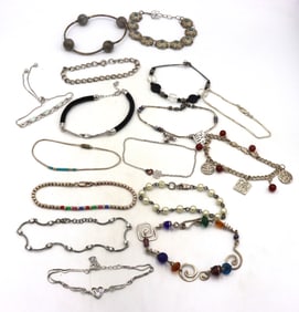 Big group lot of 16 vintage 925 sterling silver bracelets