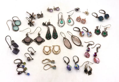 Group lot of vintage 925 sterling silver earrings