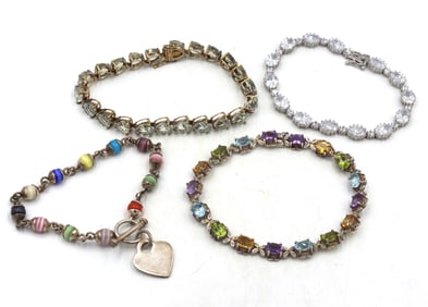 Group lot of 4 vintage 925 sterling silver bracelets