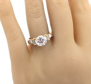Dazzling Yellow Gold Cubic Zirconia Engagement Ring