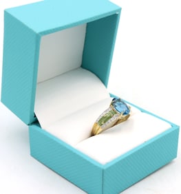 Charming Blue Topaz, Peridot and Sapphire Cocktail Ring