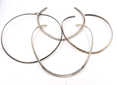 Group lot of 4 Vintage 925 sterling silver cuff necklaces