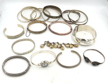 Big group lot of Vintage 925 sterling silver bangles