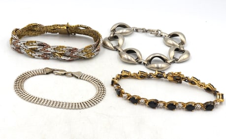 Group lot of 4 Vintage 925 sterling silver bracelets