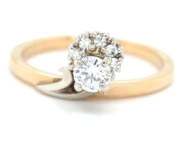 14kt Yellow gold 0.35ctw diamond halo fancy ring