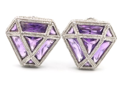 Levian 14kt White gold amethyst earrings