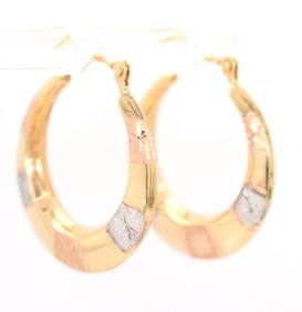 14kt Tri color gold hoop earrings