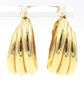 18kt Yellow gold multi row hoop earrings