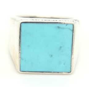 925 Sterling silver Pianegonda square turquoise signed ring