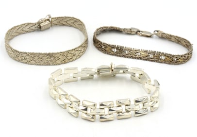 Group lot of vintage 925 sterling silver bracelets
