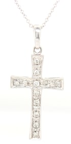 18kt White gold .25ctw diamond cross pendant on chain