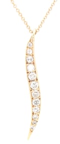 14kt Yellow gold 1/2ctw diamond leaf pendant on chain