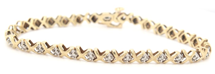 10kt Yellow gold diamond X link bracelet