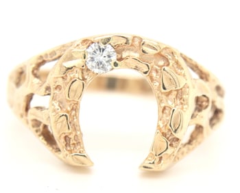 10kt Yellow gold nugget horseshoe ring