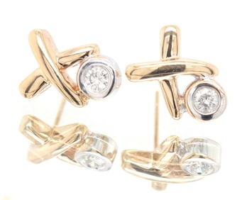 14kt Yellow Gold approximate 0.20ctw Diamond Bezel Set X Earrings