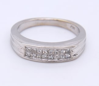 14kt WG Double Row Invisible Set Diamond Ring