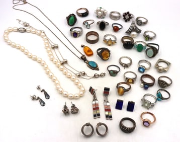 Big group lot of vintage 925 sterling silver jewelry