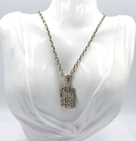 John Hardy dog tag cross pendant on chain
