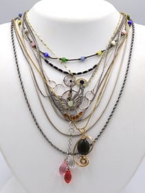 Group lot of Vintage 925 sterling silver 11 necklaces