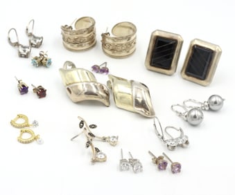 Group lot of Vintage 925 sterling silver earrings