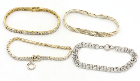 Group lot of 4 Vintage 925 sterling silver bracelets