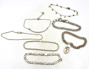 Group lot of 7 Vintage 925 sterling silver bracelets