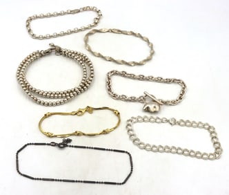Group lot of 7 Vintage 925 sterling silver bracelets