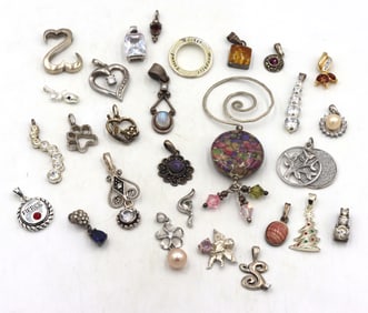 Group lot of vintage 925 sterling silver pendants