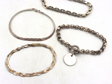 Group lot of 4 vintage 925 sterling silver bracelets
