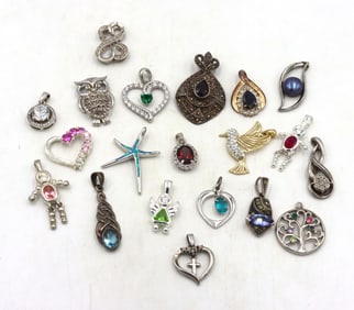 Group lot of vintage 925 sterling silver pendants