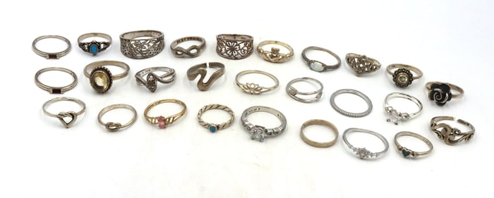 Group lot of Vintage 925 sterling silver rings