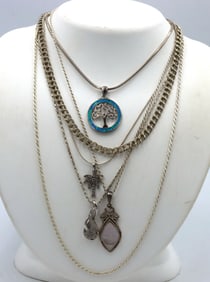 Group lot of 6 Vintage 925 sterling silver necklaces