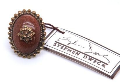 Stephen Dweck Goldstone Flower Center Ring in Bronze