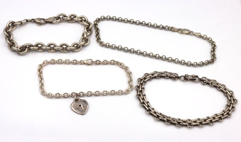 Group lot of 4 vintage 925 sterling silver bracelets