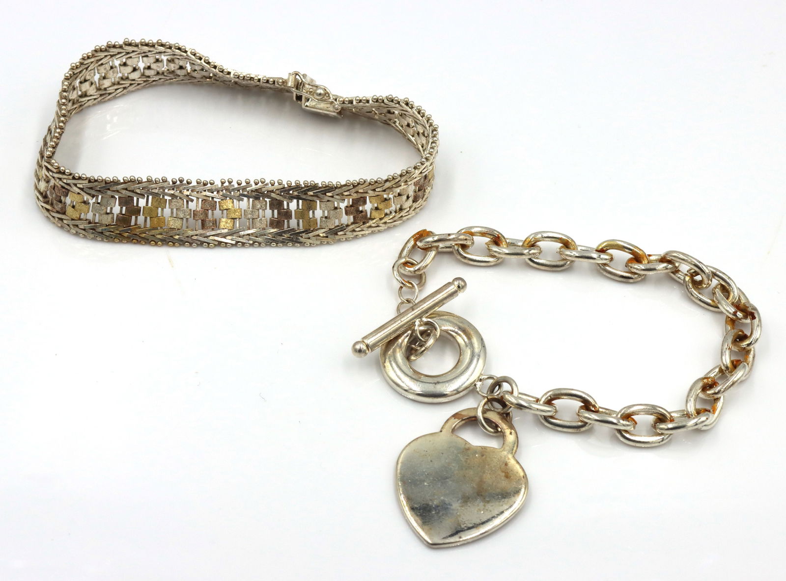 Lot of 2 vintage 925 sterling silver bracelets (1 of 5)