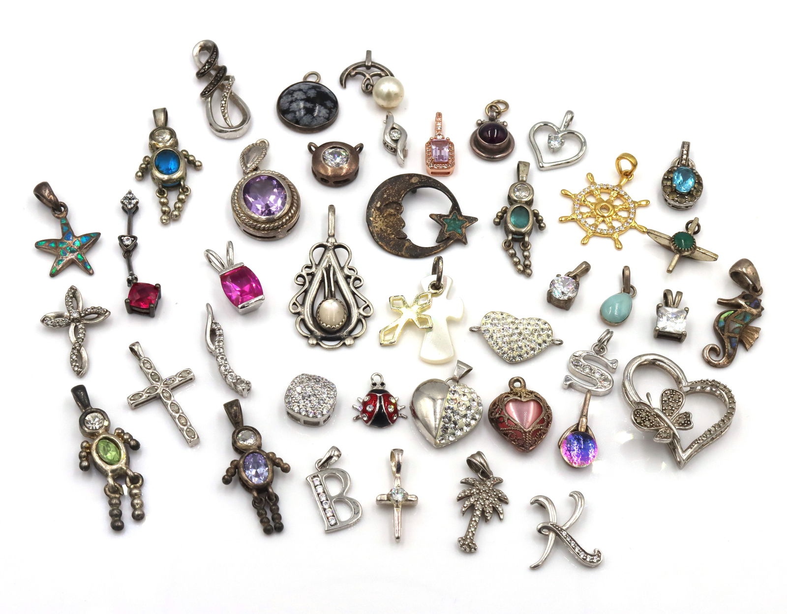 Lot of vintage 925 sterling silver pendants and charms (1 of 10)