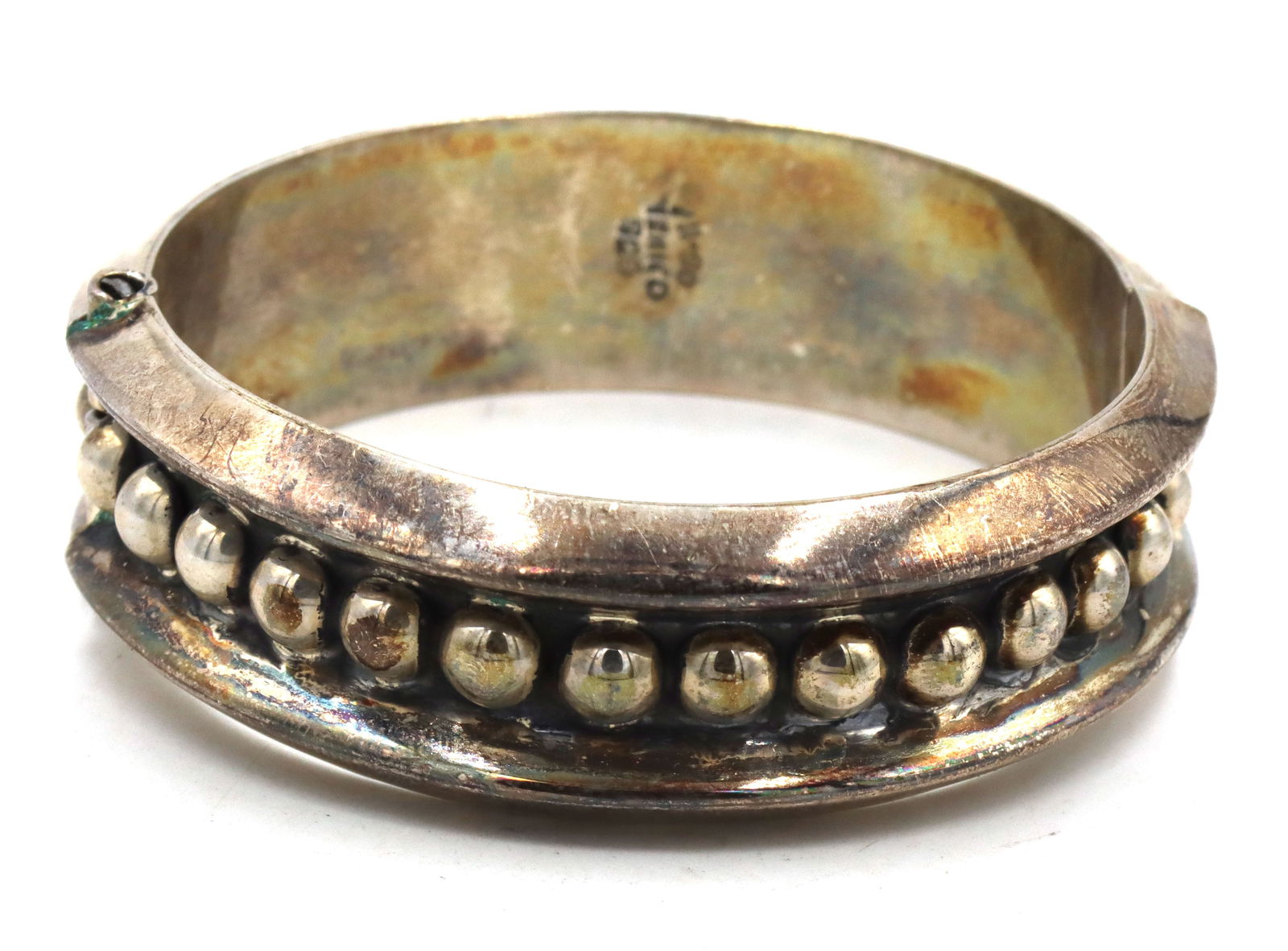 Vintage 925 sterling silver Mexico signed wide bangle (1 of 6)