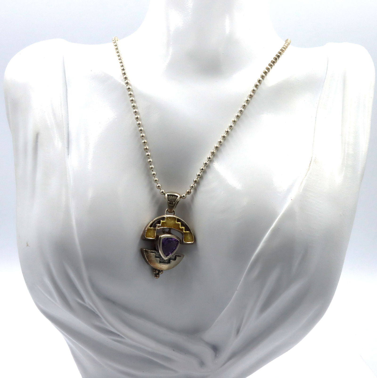 Carolyn Pollack Relios Southwestern sterling silver Amethyst pendant on Italian chain (1 of 4)