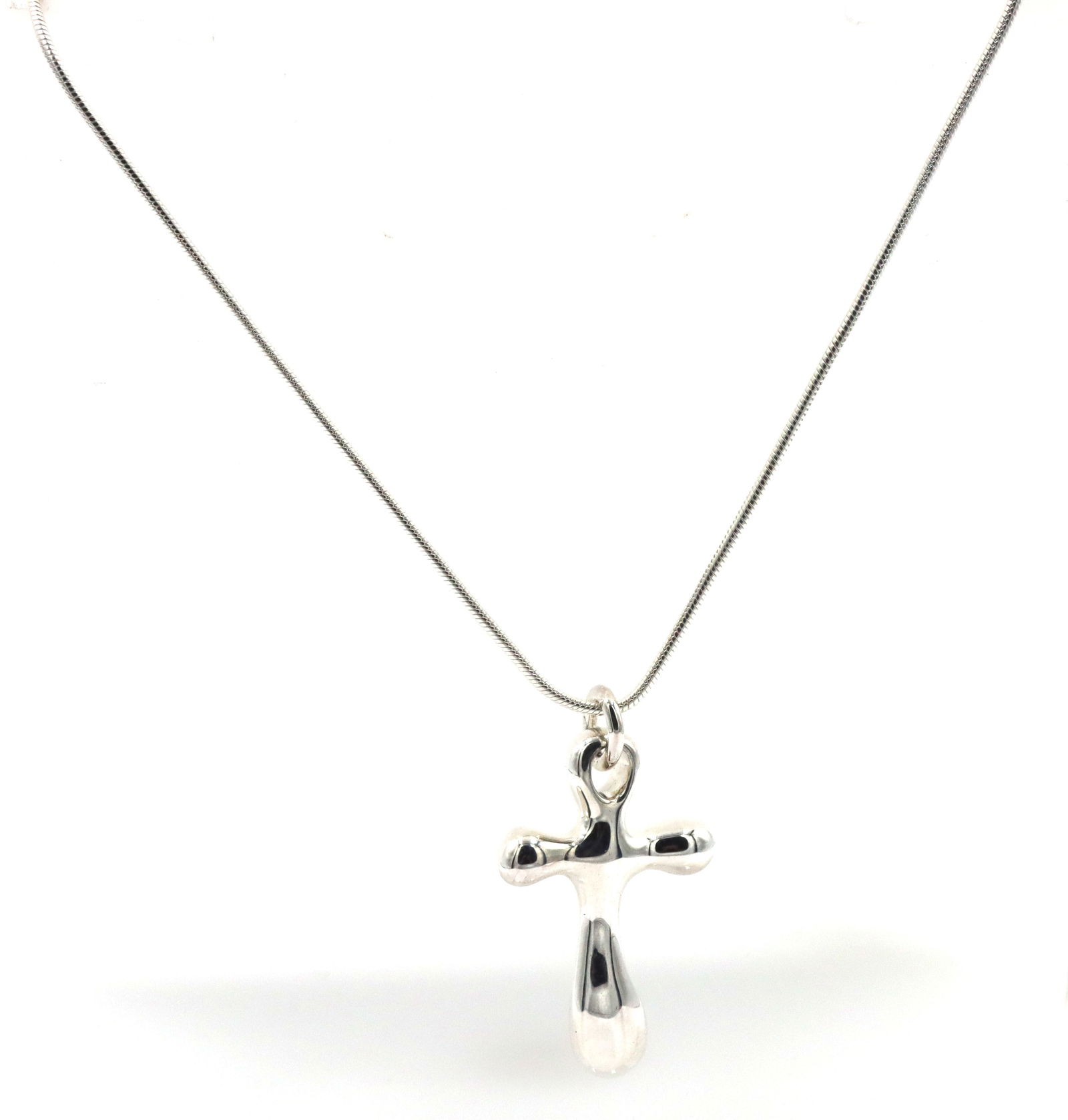 925 Sterling silver RLM signed cross pendant on snake chain necklace (1 of 4)