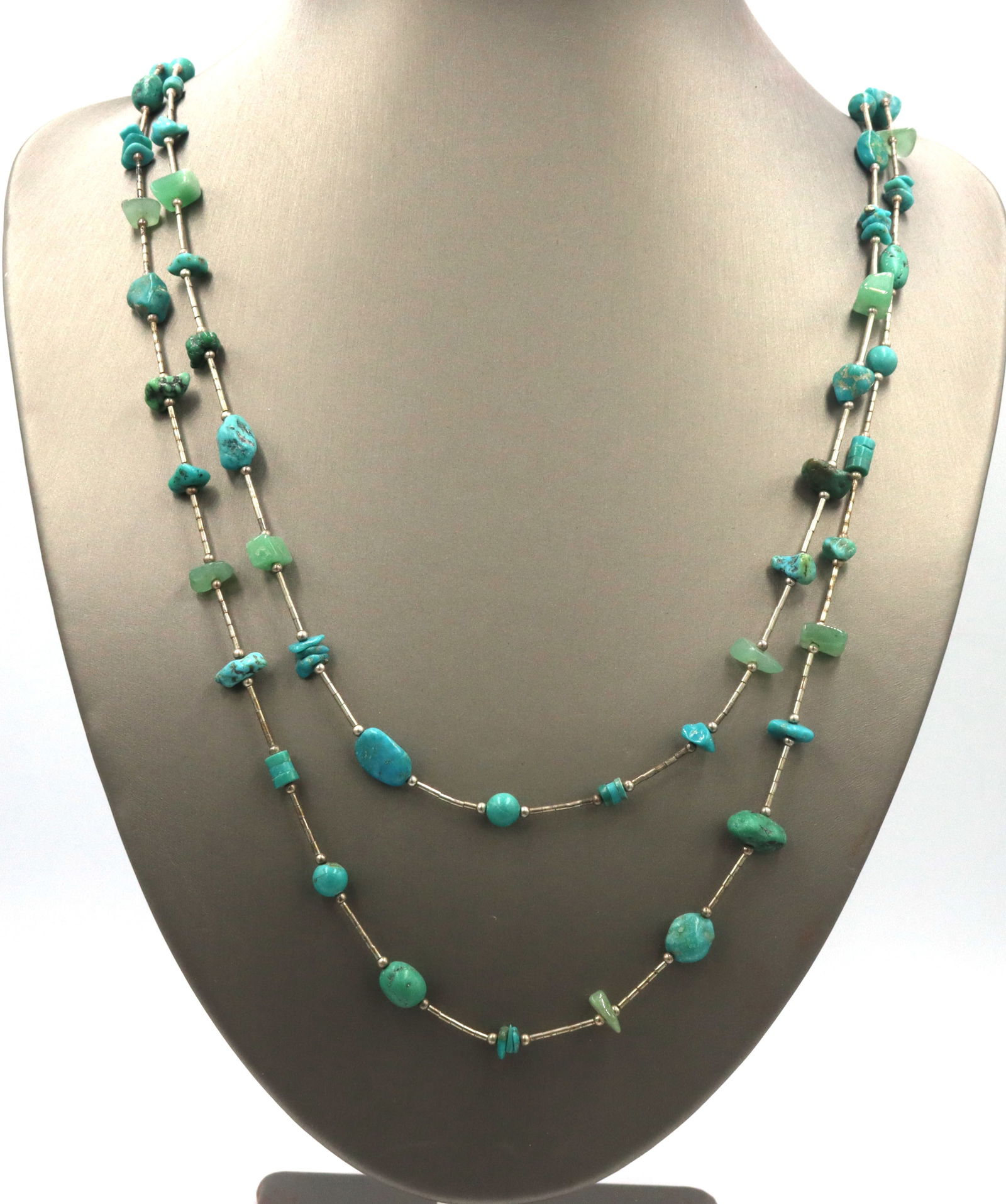 2 Strand of 925 sterling silver turquoise strand necklaces (1 of 5)