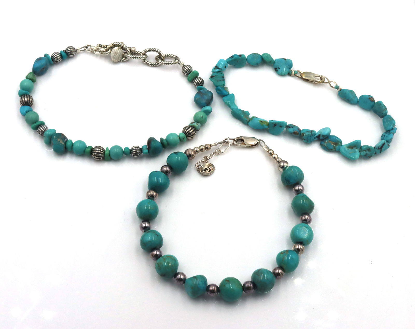 Group lot of Vintage 925 sterling silver turquoise bracelets (1 of 7)