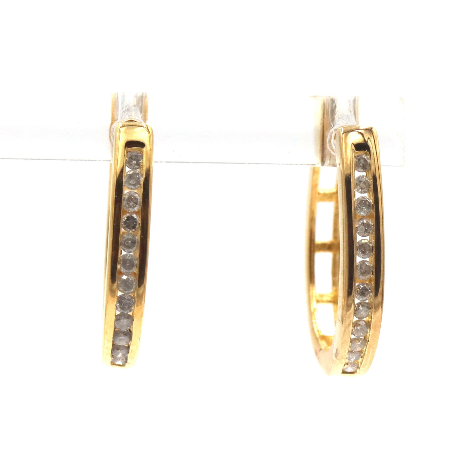 Gold plated diamond hoop earrings (1 of 4)