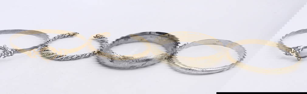 Group Lot of  Vintage 925 Sterling Silver Bangles: Group Lot of Vintage 925 Sterling Silver Bangles. Total weight of Lot 42 Gams.