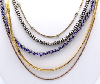 Group lot of 5 vintage 925 sterling silver necklaces
