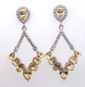 Sterling Silver Yellow Cubic Zirconia Earrings