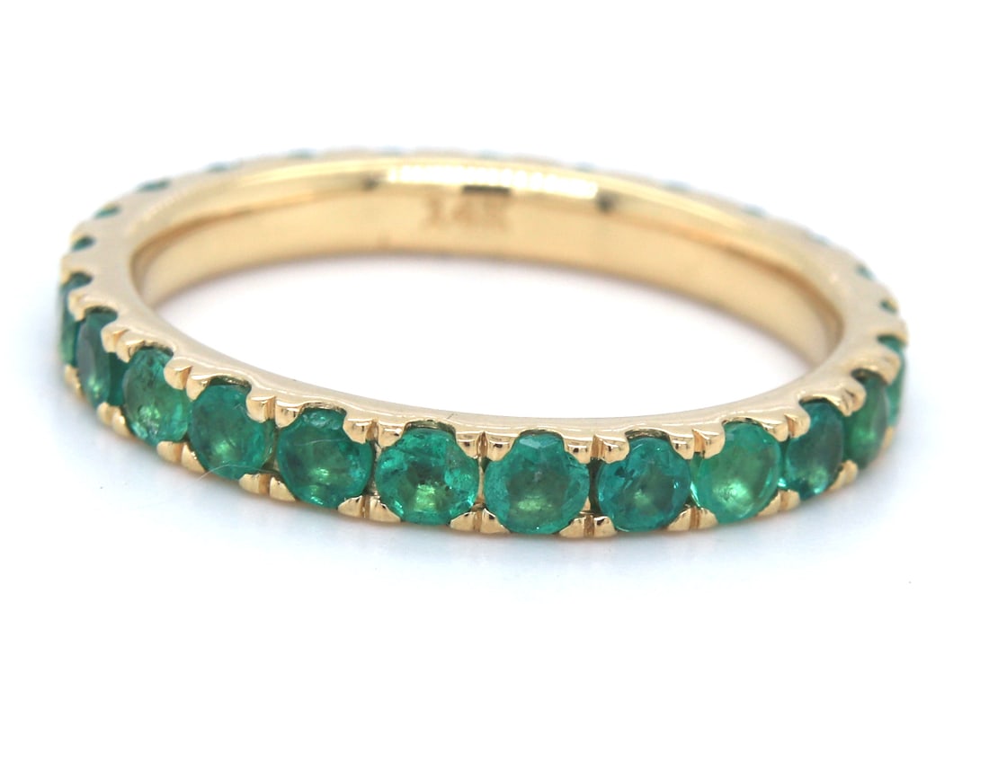 14kt Yellow gold 1.30ctw Emerald eternity band (1 of 4)