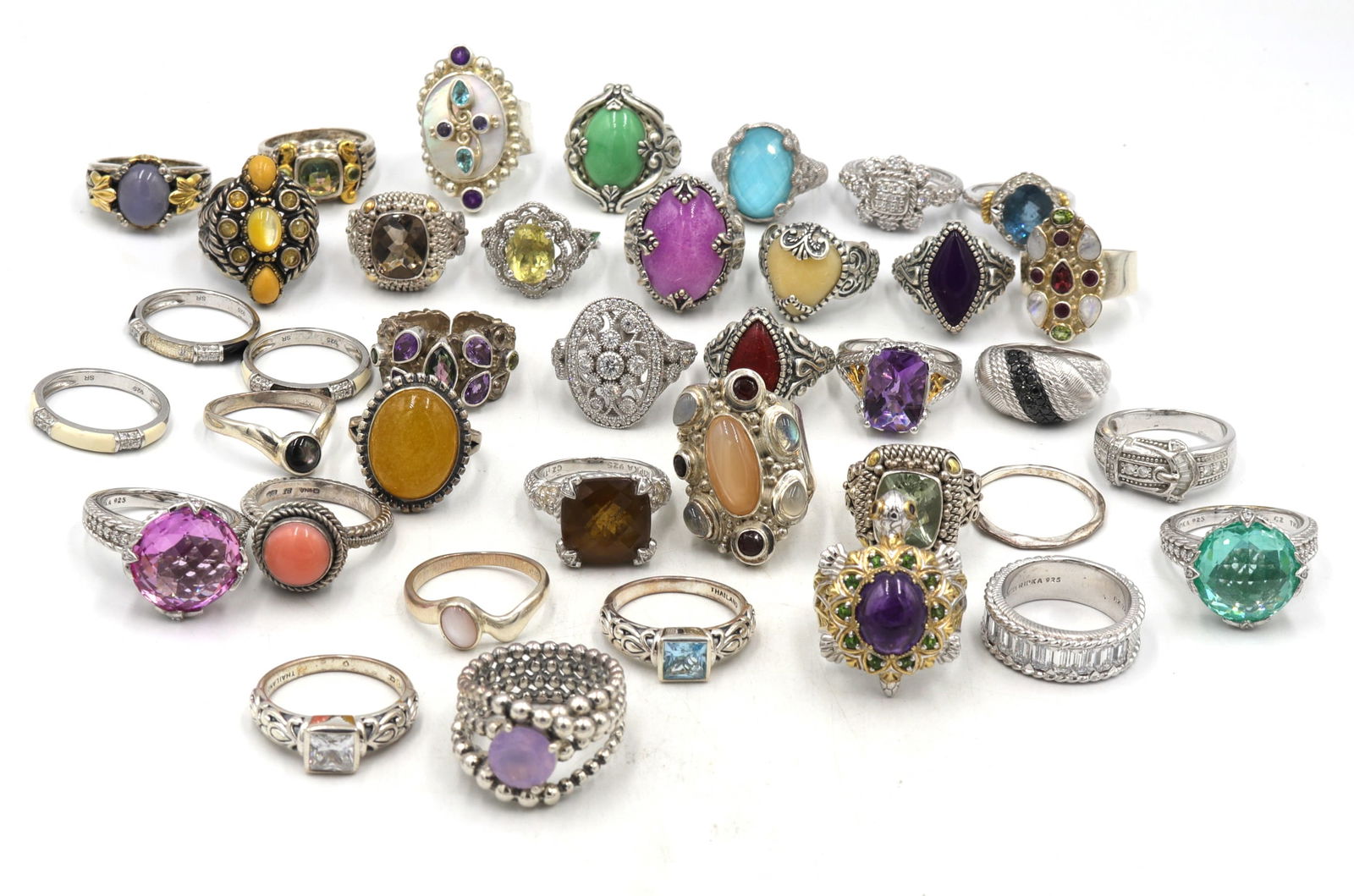 Big group lot of 925 sterling silver Judith ripka rings (1 of 16)