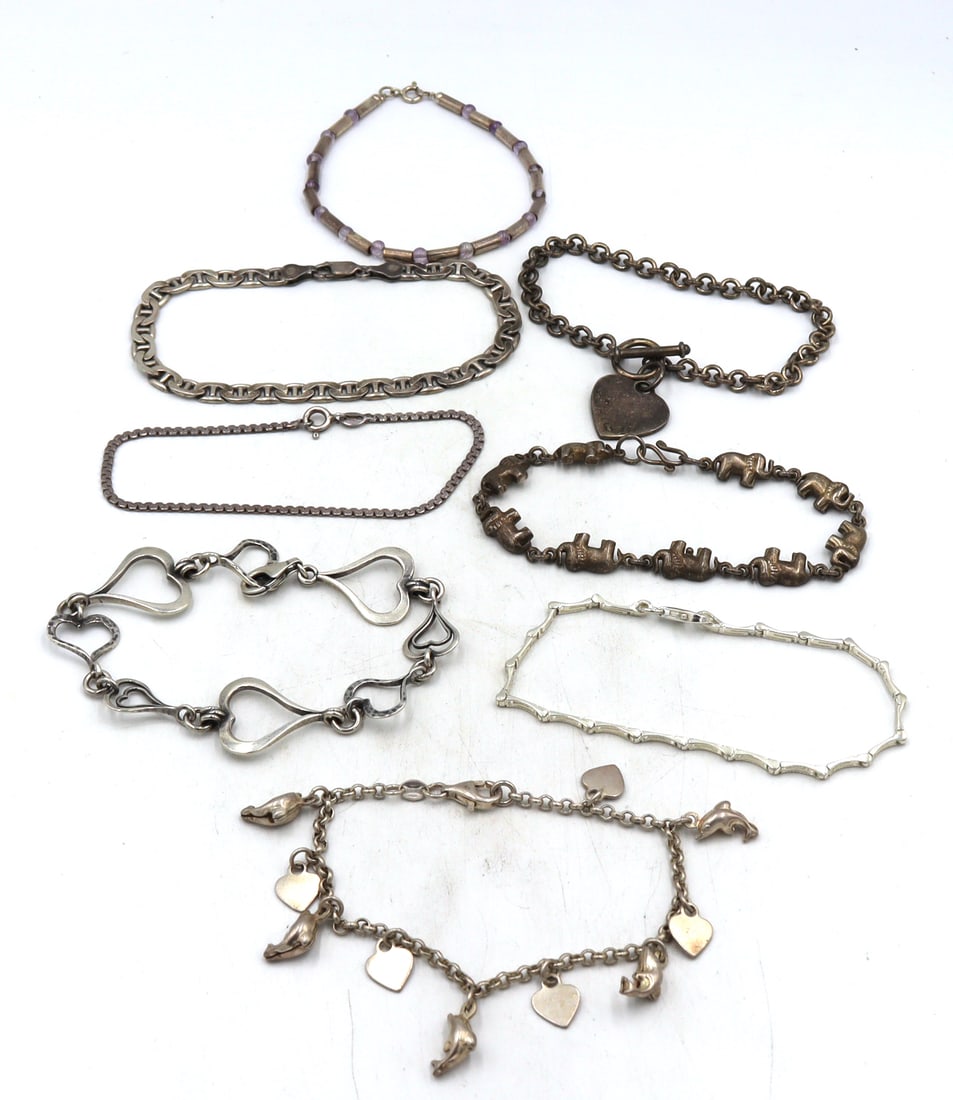 Group lot of 8 Vintage 925 sterling silver bracelets (1 of 13)