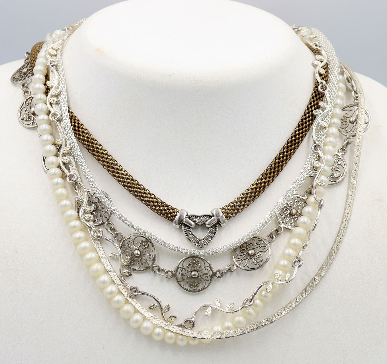 Group lot of 6 Vintage 925 sterling silver necklaces (1 of 8)