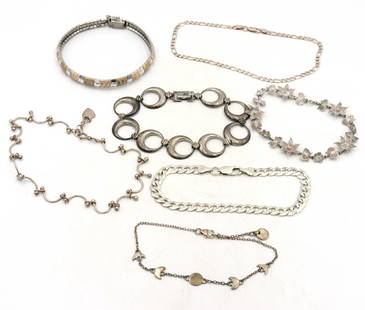 Group lot of 7 Vintage 925 sterling silver bracelets: Group lot of 7 Vintage 925 sterling silver bracelets. Total weight of lot is 53.2 grams.